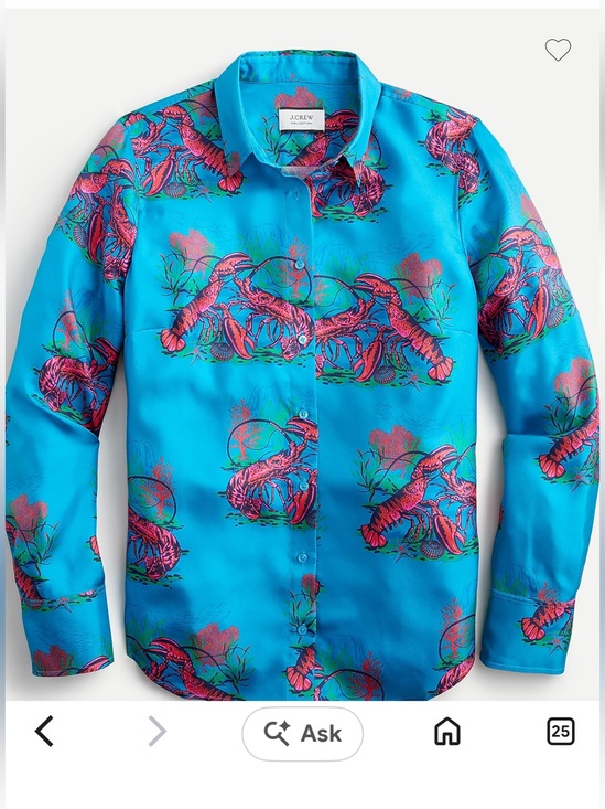 J. Crew Tops - J. Crew Collection silk twill shirt in lobster print